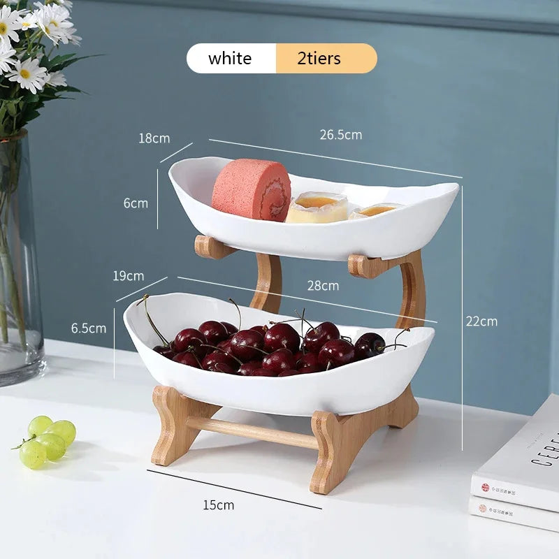 White three-tier serving stand dimensions: approximately 28 centimetres wide, 19 centimetres deep and 35 centimetres high