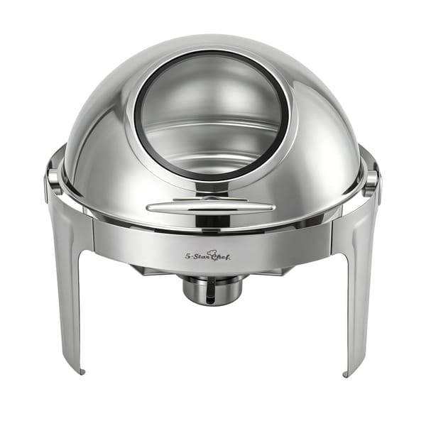 Clear viewing window on chafing dish roll-top lid