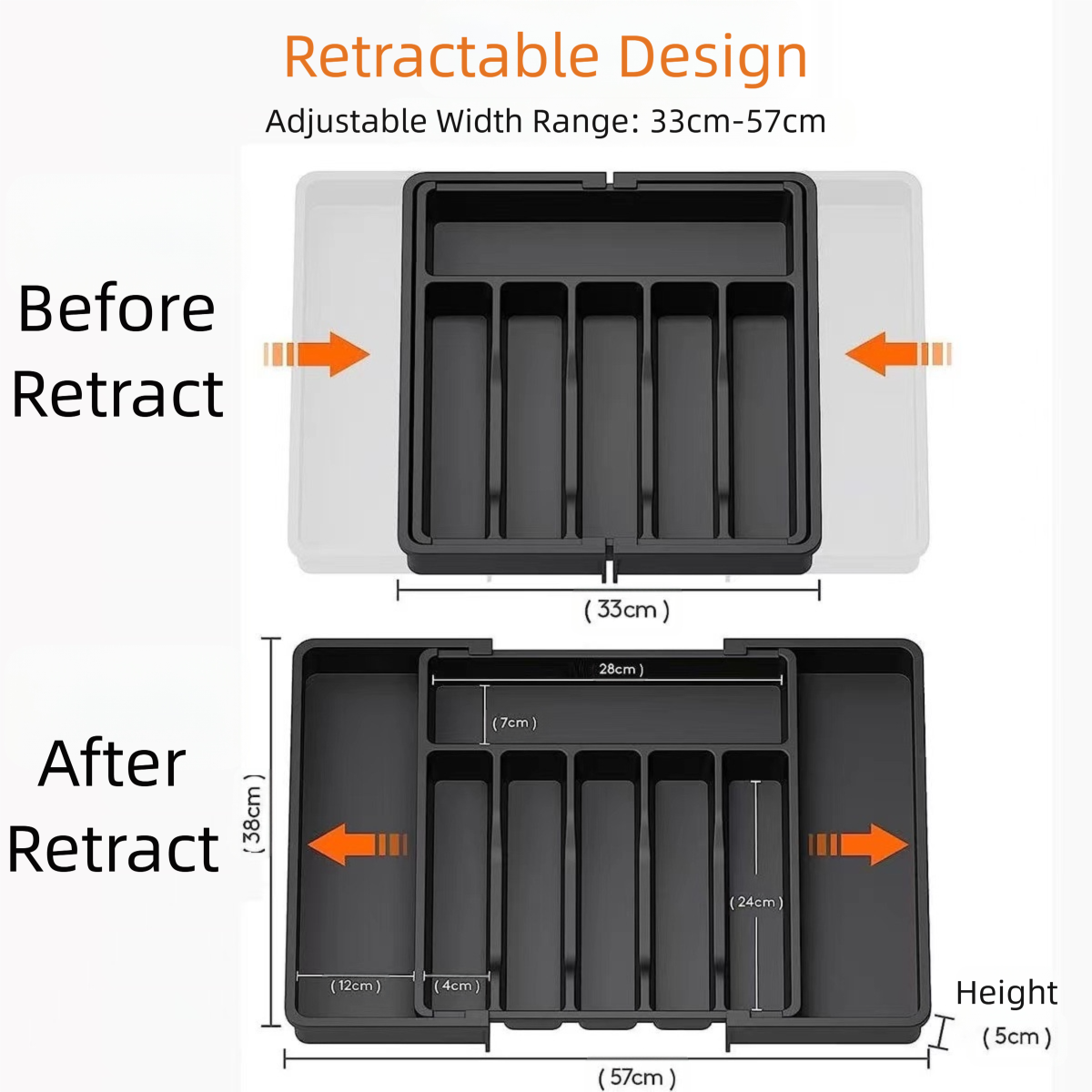 Ordessa Expandable Cutlery Tray — Black