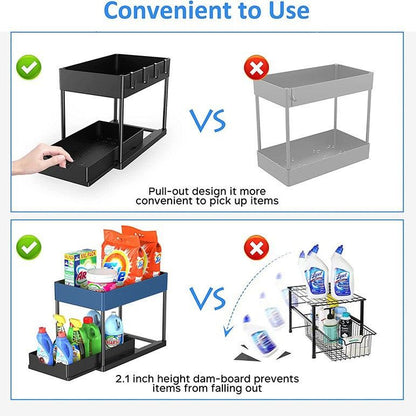 Ordessa Two-Tier Under-Sink Organiser with Hooks