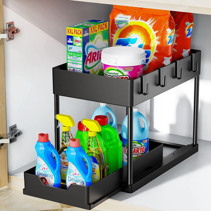 Ordessa Two-Tier Under-Sink Organiser with Hooks