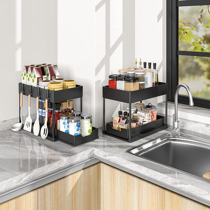 Ordessa Two-Tier Under-Sink Organiser with Hooks