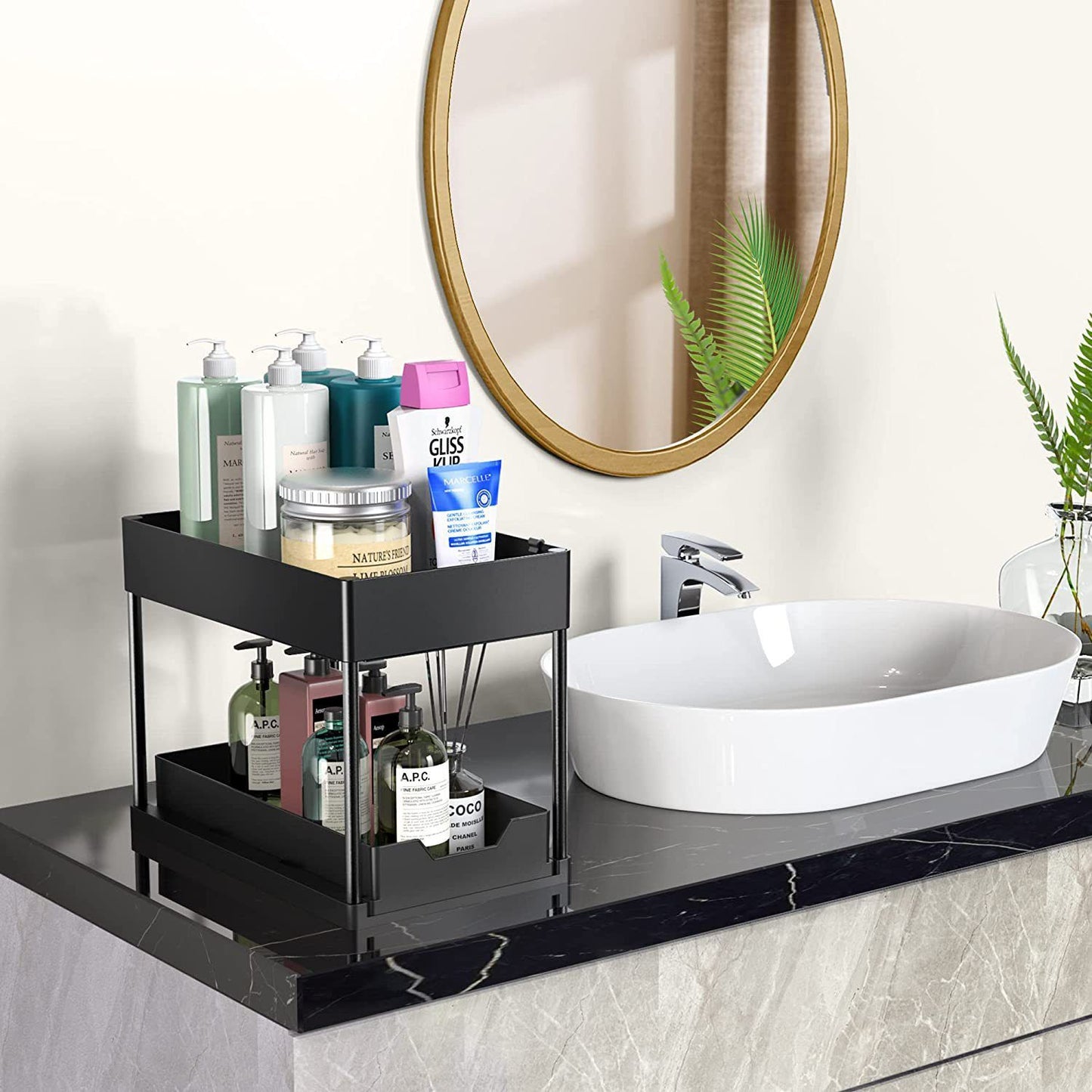 Ordessa Two-Tier Under-Sink Organiser with Hooks