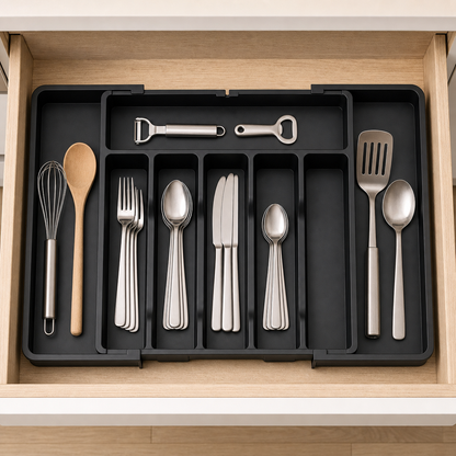 Ordessa Expandable Cutlery Tray — Black