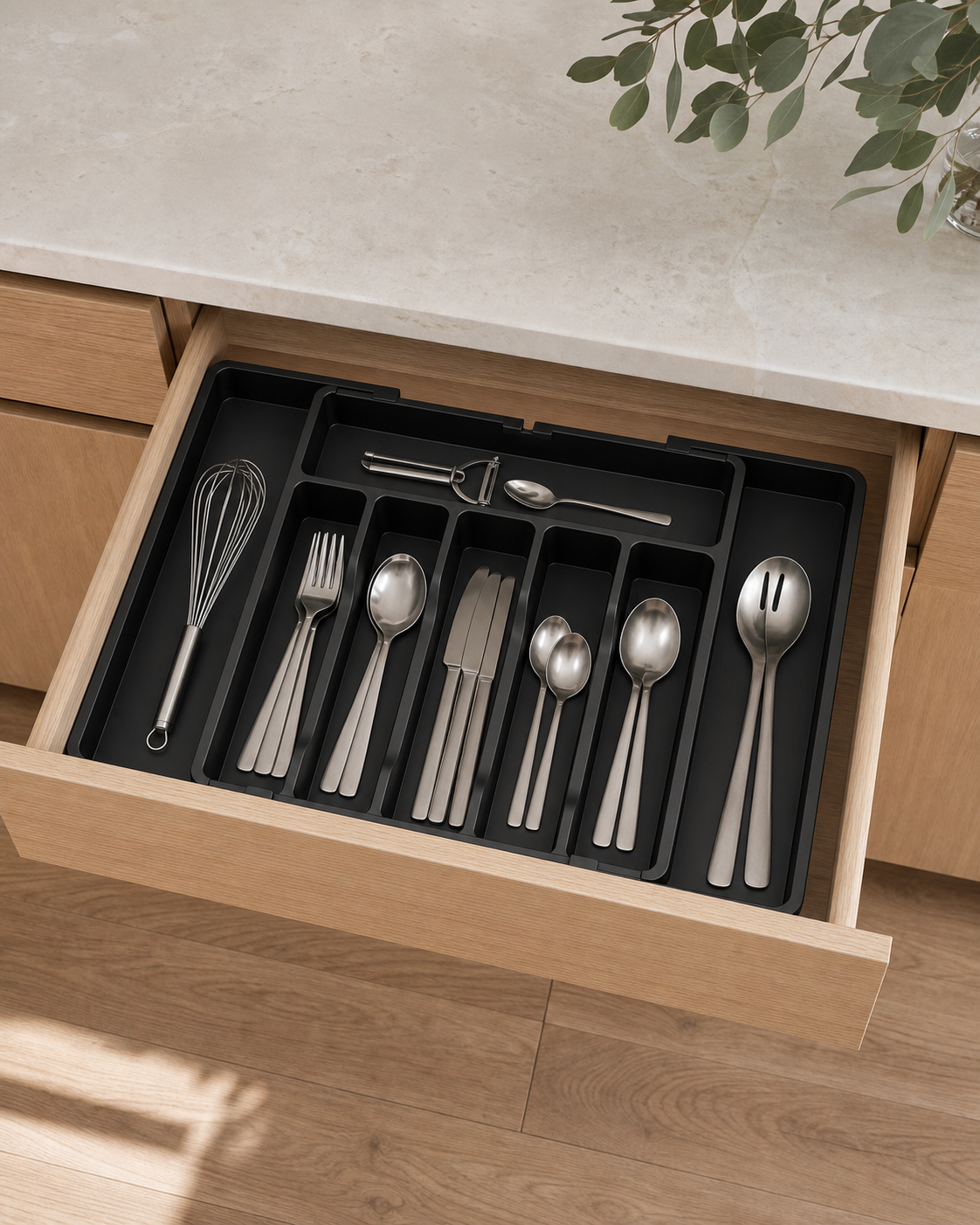 Ordessa Expandable Cutlery Tray — Black