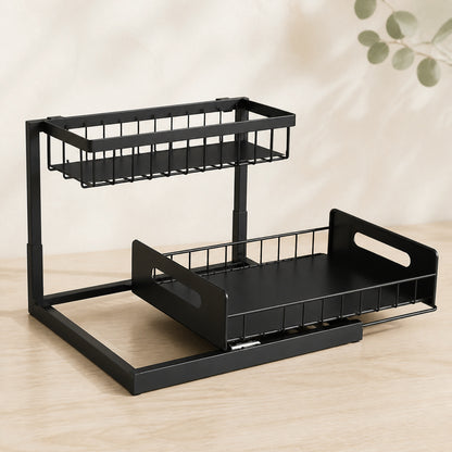 The organiser's lower basket slid forward to show pull-out access