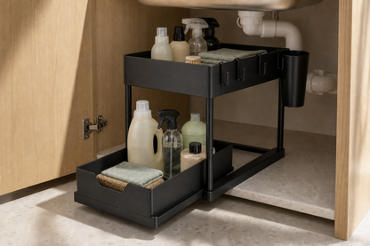 Ordessa Two-Tier Under-Sink Organiser with Hooks
