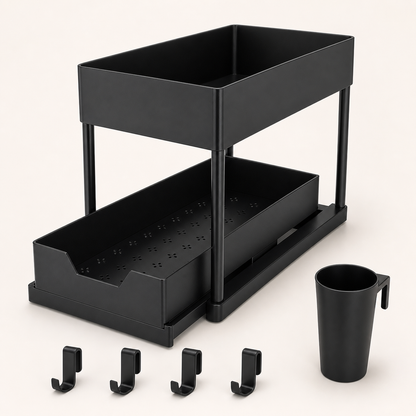 Ordessa Two-Tier Under-Sink Organiser with Hooks