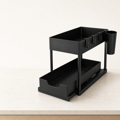 Ordessa Two-Tier Under-Sink Organiser with Hooks